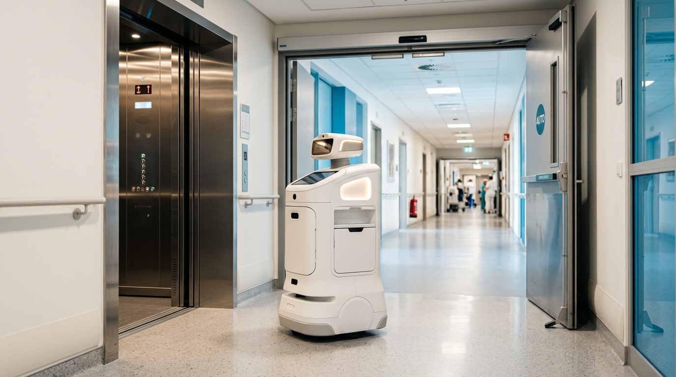 Klinik- und Hotelroboter: Aufzug, Brandschutztür und WLAN