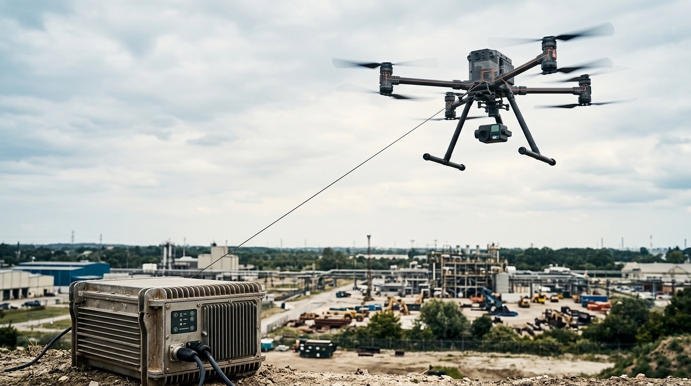Tethered Drones: The Permanent Aerial Standpoint Over One Fixed Site