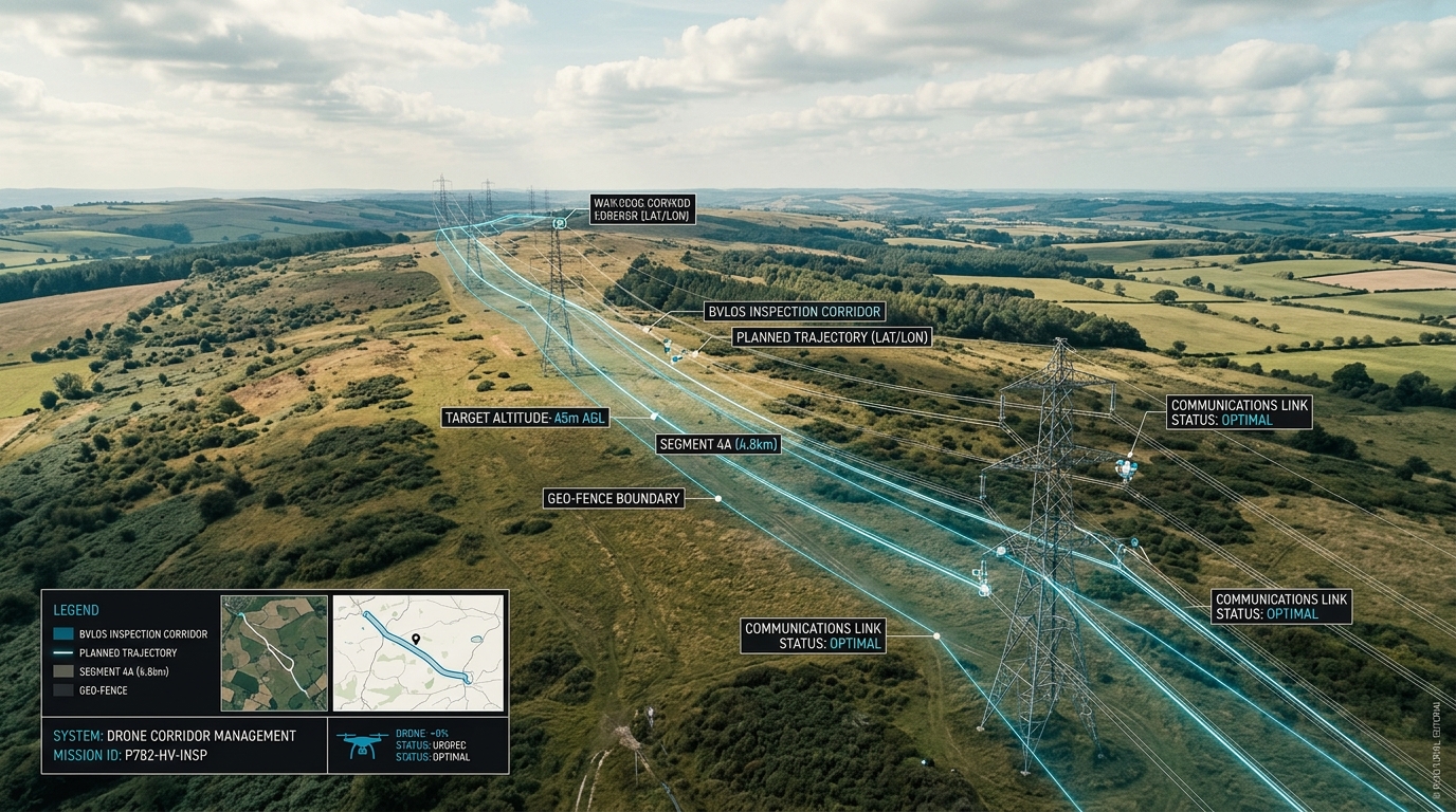 Power Line and Infrastructure Inspection with Drones: Thermography, BVLOS Corridors and Data Products